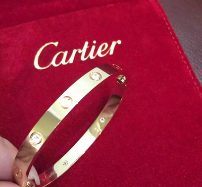 Replica Cartier Love Bracelet with Diamonds Yellow Gold and White Gold ...