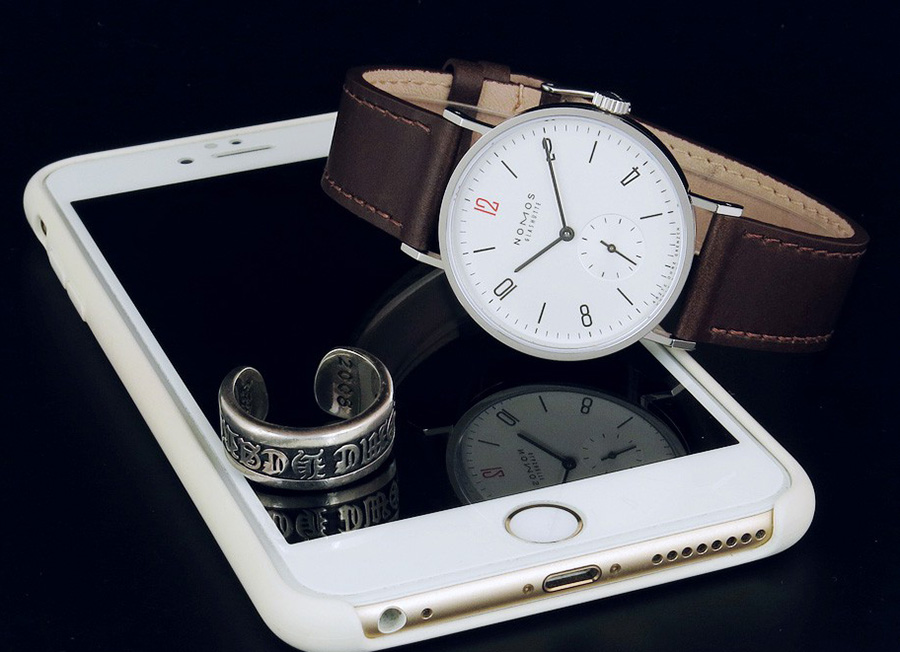 NOMOS Tangente White Dial Brown Leather Strap 3