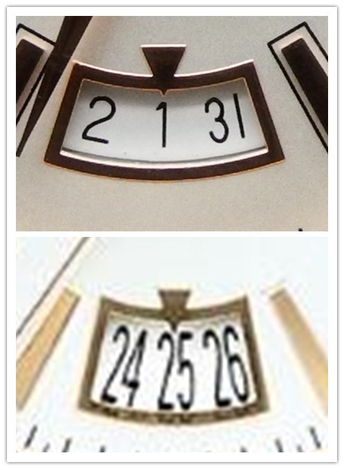 Replica Date Font vs Genuine