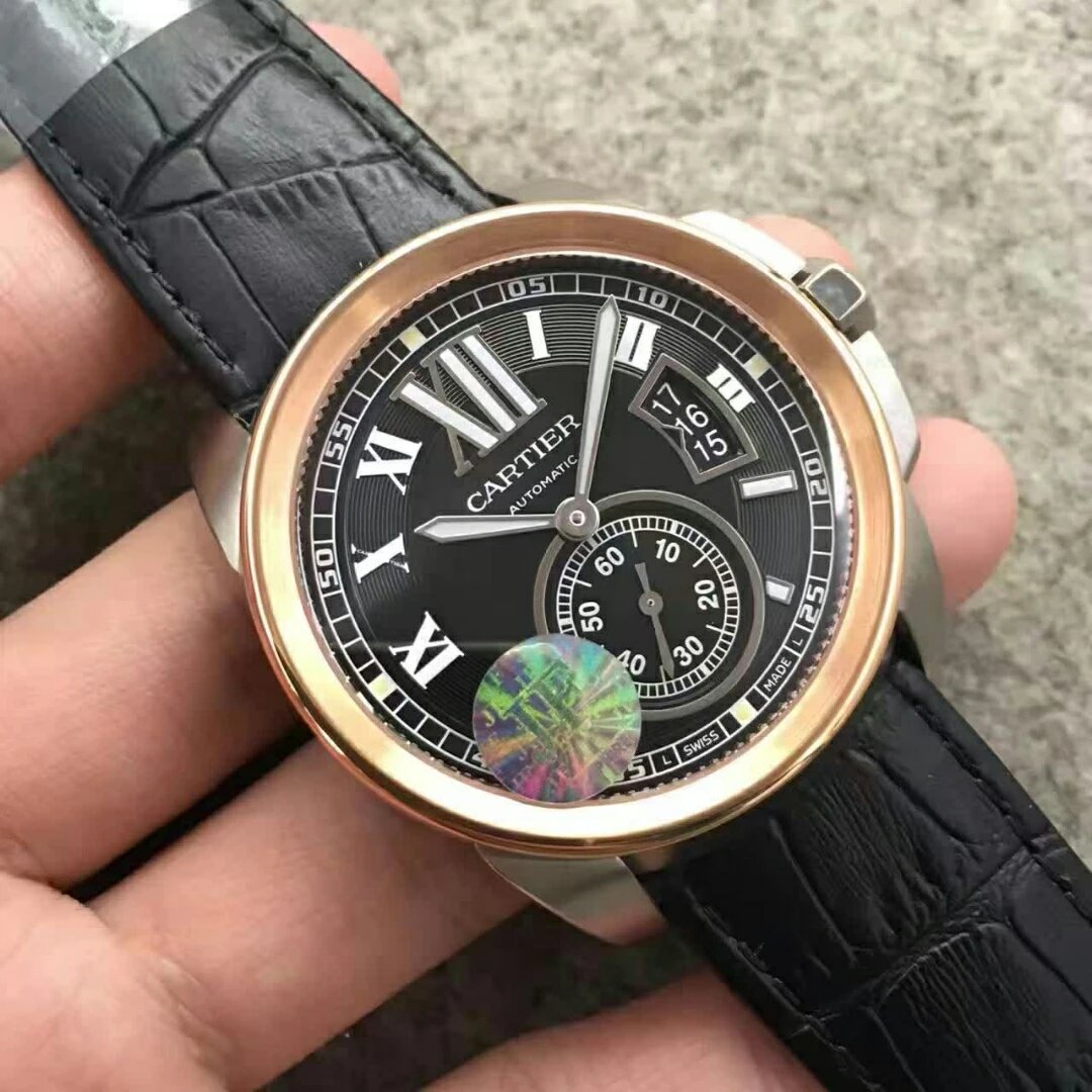 Replica Cartier Calibre Rose Gold Bezel