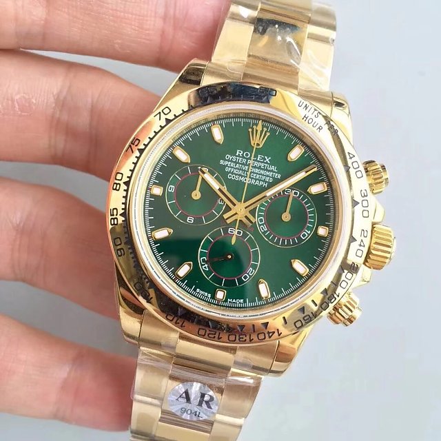 AR Factory Replica Rolex Daytona 116508LN Yellow Gold Green Dial with ...