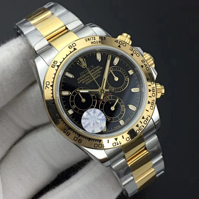 Replica Rolex Daytona Two Tone Black Dial 1