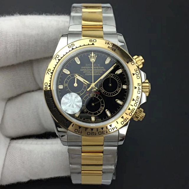 Replica Rolex Daytona Two Tone Black Dial