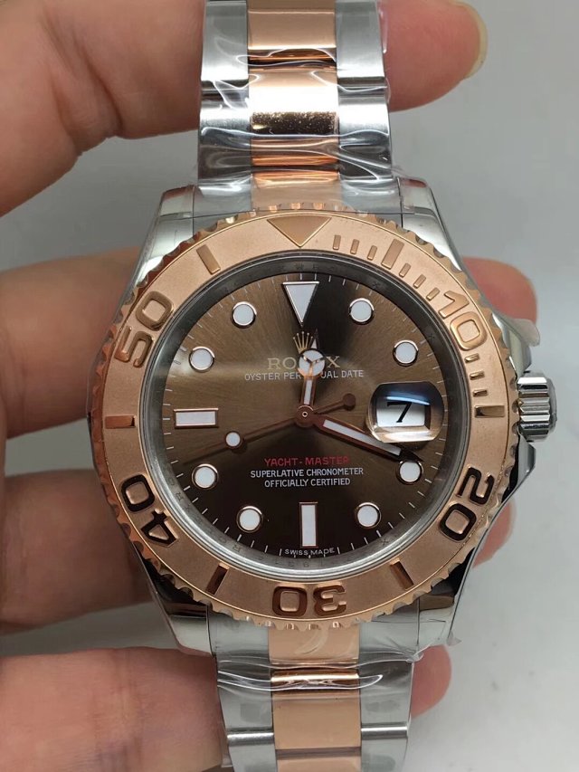 AR Factory Replica Rolex YachtMaster 40mm 116623 Two Tone Brown Dial ...