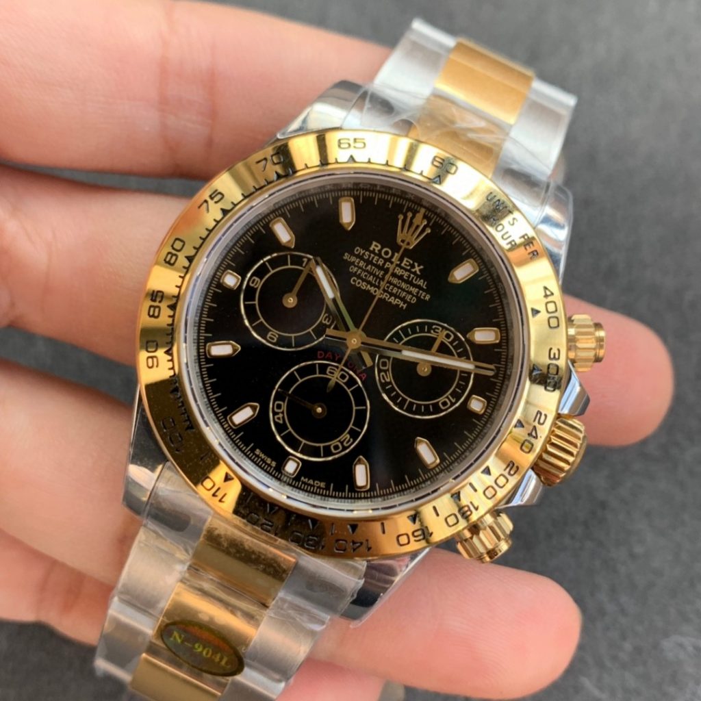 Replica Rolex Daytona Two Tone Black Dial