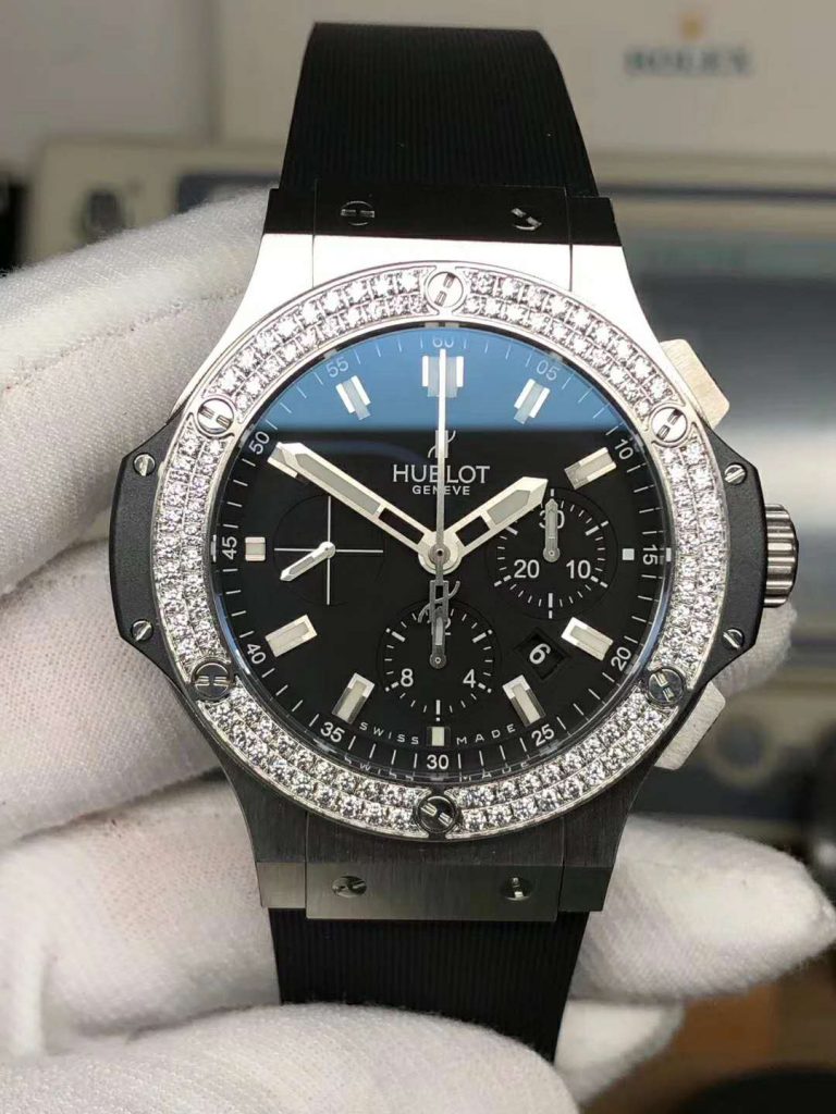 Replica Hublot Diamond Watch Black Dial