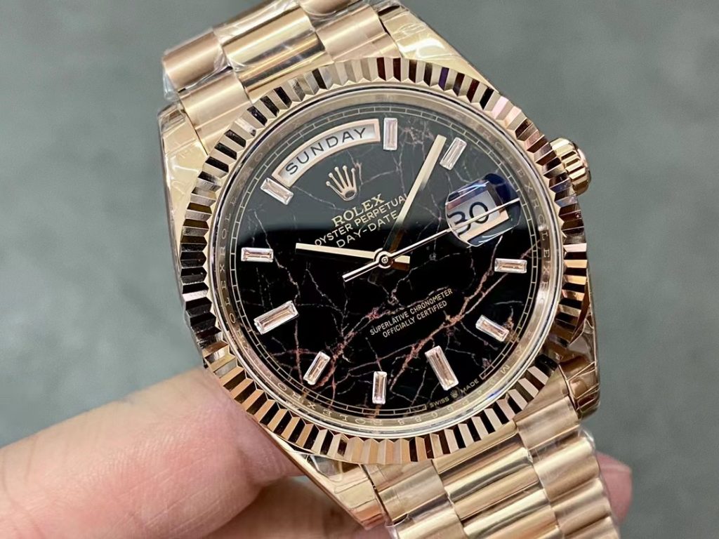 Replica Rolex Day-Date Rose Gold Stone Dial