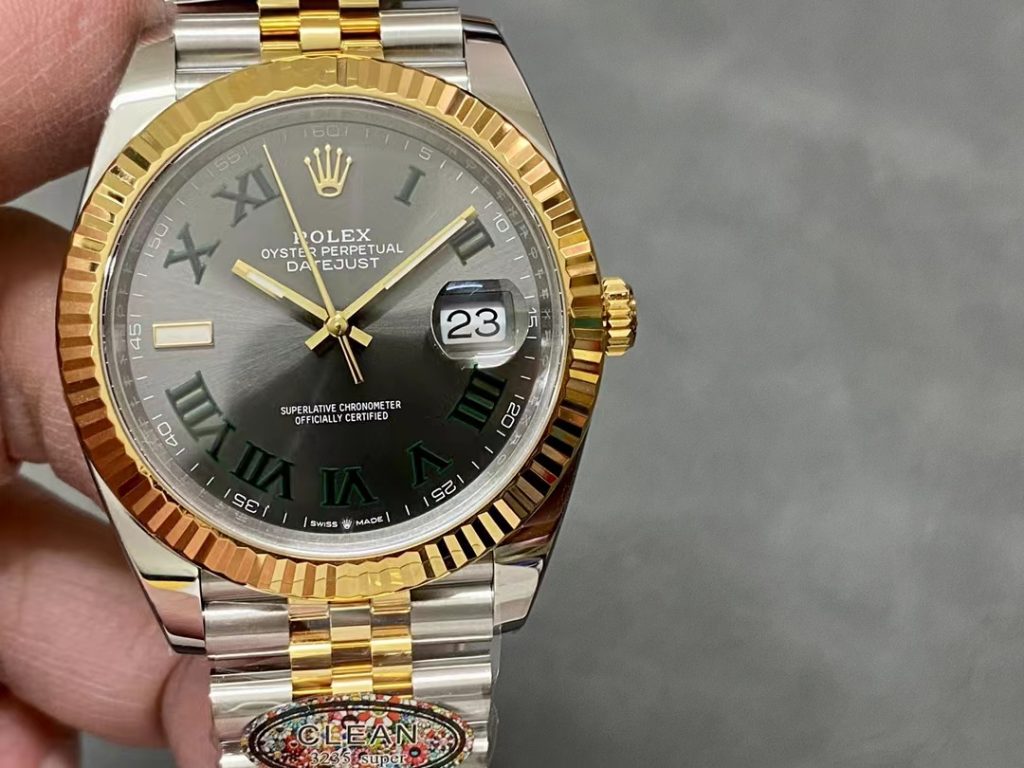 Replica Rolex Datejust Two Tone Green Dome Jubilee