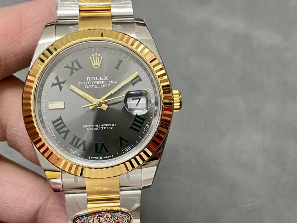 Replica Rolex Datejust Two Tone Green Dome Oyster