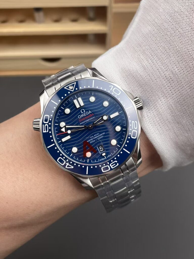 Omega Seamaster 300m Blue Wrist Shot